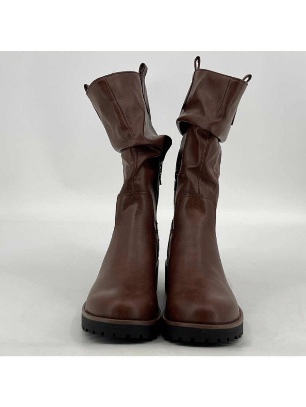 Sun + Stone Nelliee Mid-Calf Boots Brown Size 9 M Faux Leather Zipper Lug Sole - Picture 3 of 11